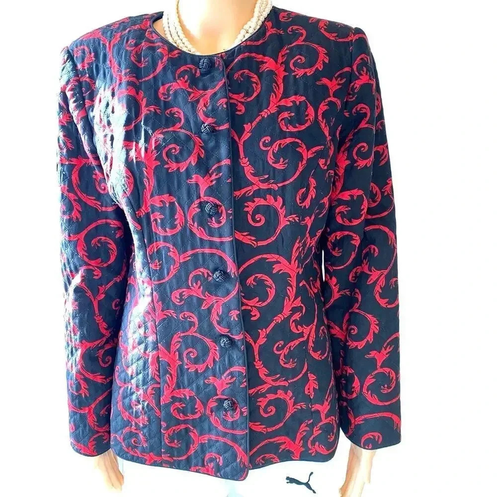 VTG Talbots Pure Silk Lightweight Quilted Button Front Jacket Cardigan Women 10